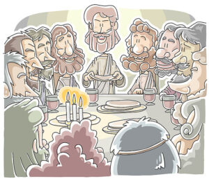 最後の晩餐でのイエスと12弟子たち